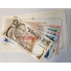 BOTSWANA 1979 . ONE 1 - TWENTY 20 PULA BANKNOTES . SPECIMEN 